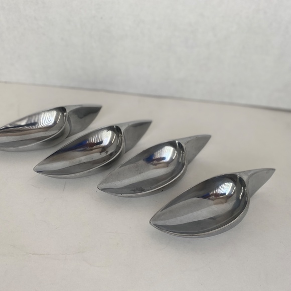 Vintage AS Japan Det Pat Pend Stainless Steel Teardrop Sauce Boats - Picture 2 of 6